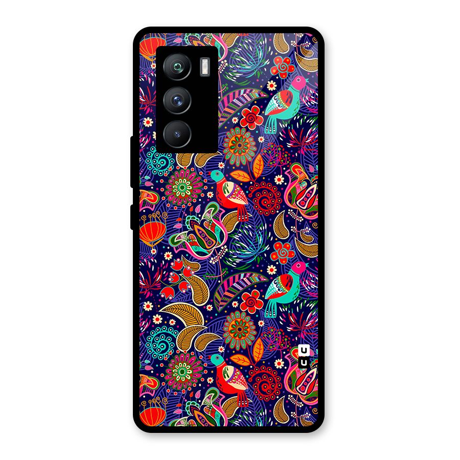 Floral Seamless Pattern Spring Flowers Glass Back Case for Vivo iQOO 9 SE