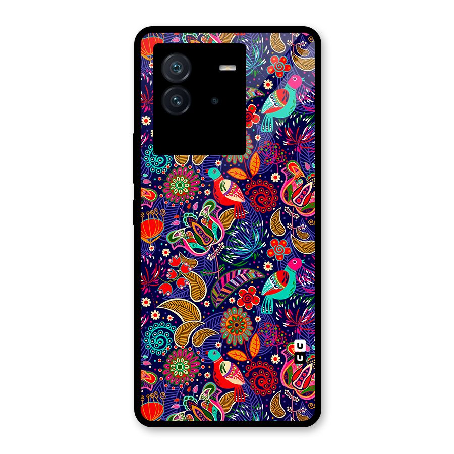 Floral Seamless Pattern Spring Flowers Glass Back Case for Vivo iQOO Neo 6 5G