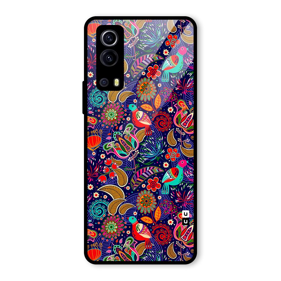 Floral Seamless Pattern Spring Flowers Glass Back Case for Vivo iQOO Z3
