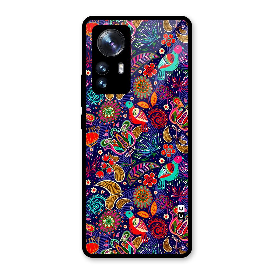 Floral Seamless Pattern Spring Flowers Glass Back Case for Xiaomi 12 Pro