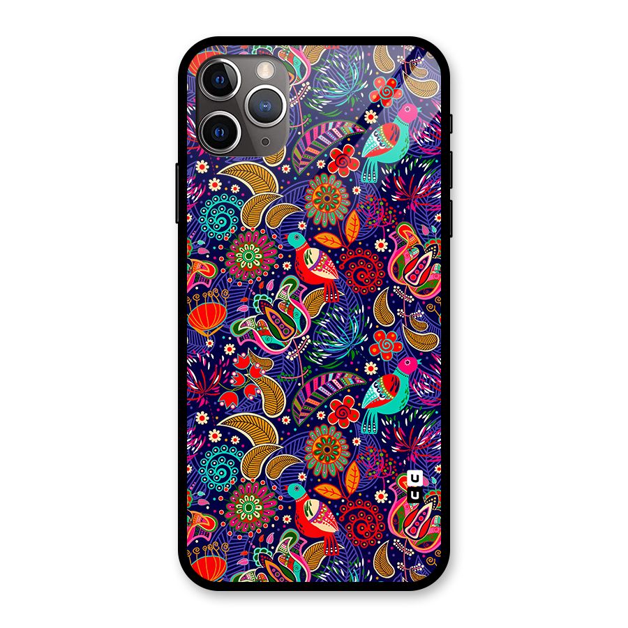 Floral Seamless Pattern Spring Flowers Glass Back Case for iPhone 11 Pro Max