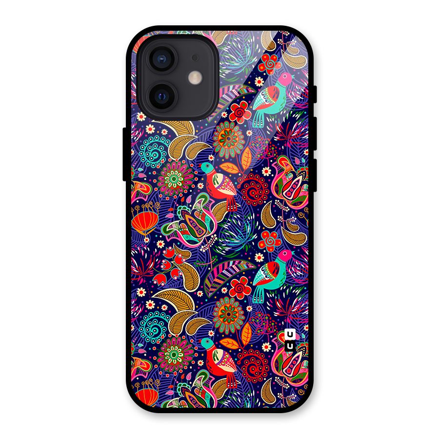 Floral Seamless Pattern Spring Flowers Glass Back Case for iPhone 12
