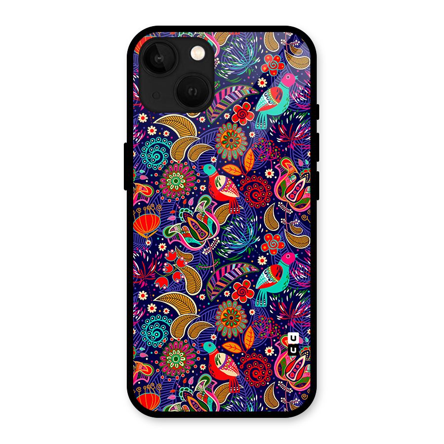 Floral Seamless Pattern Spring Flowers Glass Back Case for iPhone 13