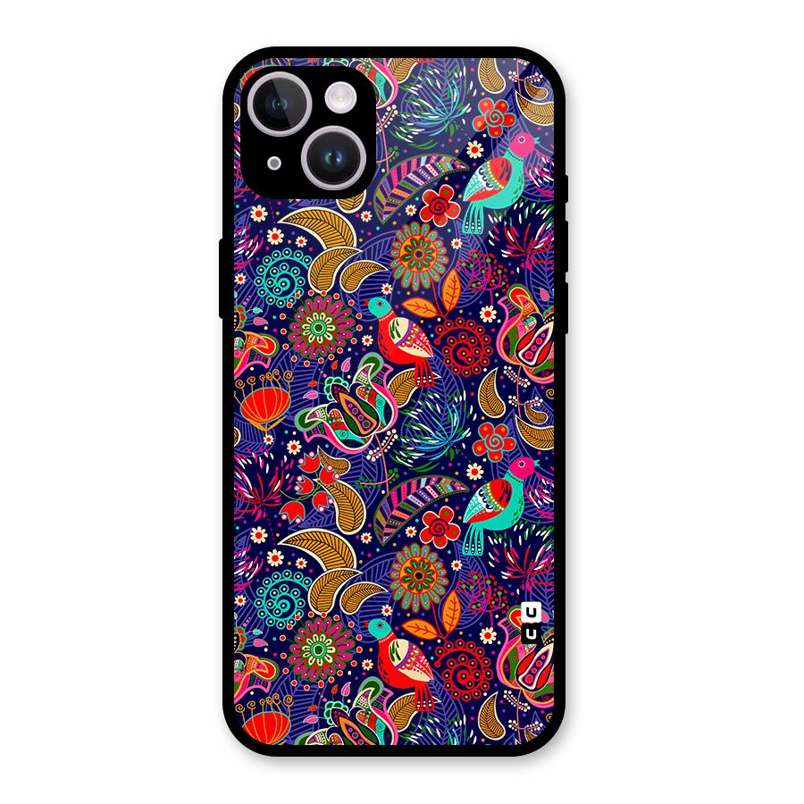 Floral Seamless Pattern Spring Flowers Glass Back Case for iPhone 14 Plus