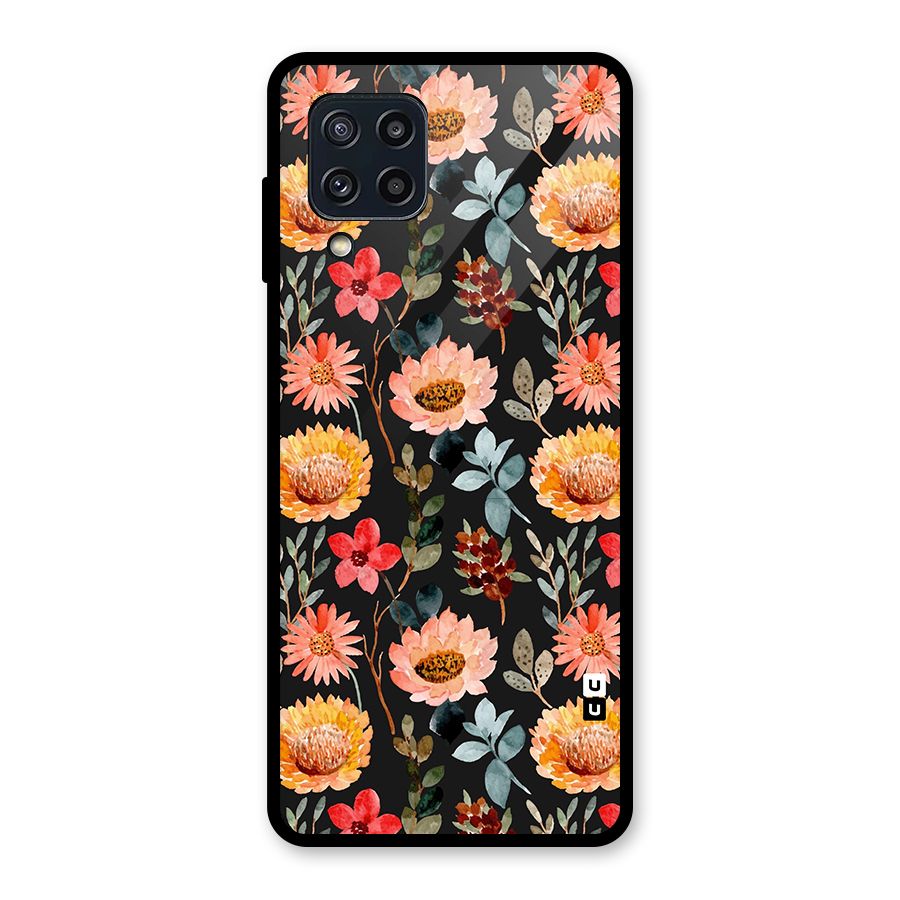 Florals Wonderful Pattern Glass Back Case for Galaxy M32