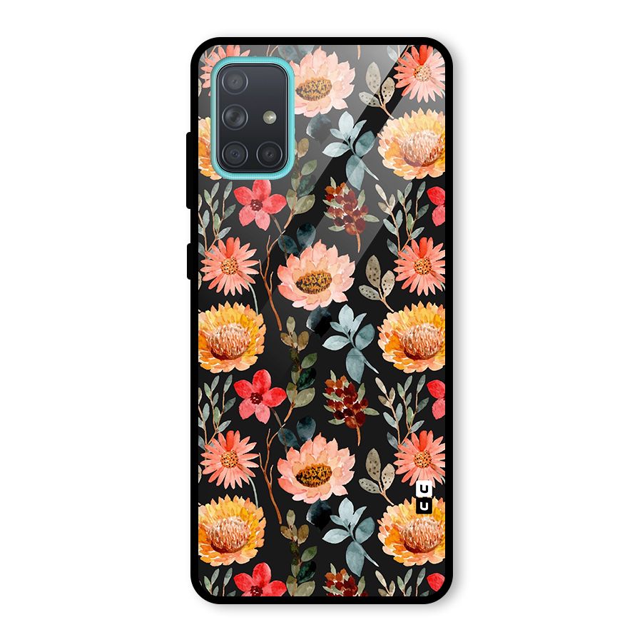 Florals Wonderful Pattern Glass Back Case for Galaxy A71