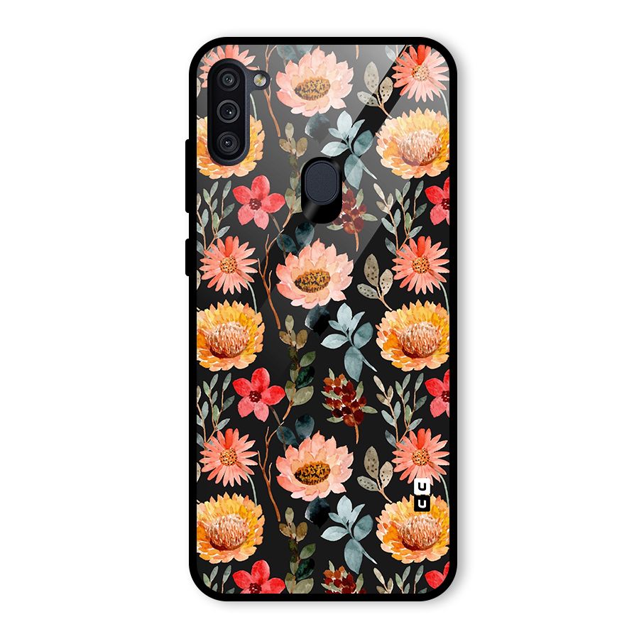 Florals Wonderful Pattern Glass Back Case for Galaxy M11