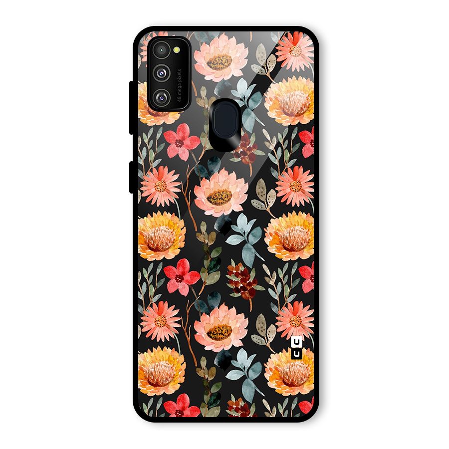 Florals Wonderful Pattern Glass Back Case for Galaxy M30s