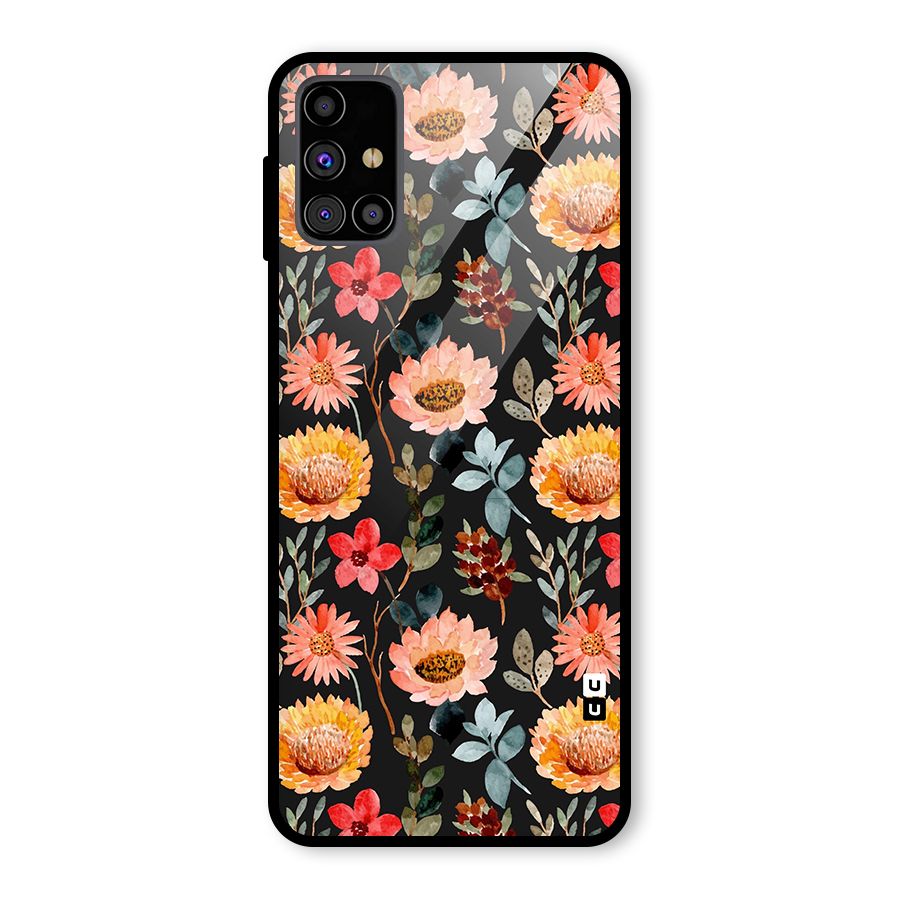 Florals Wonderful Pattern Glass Back Case for Galaxy M31s