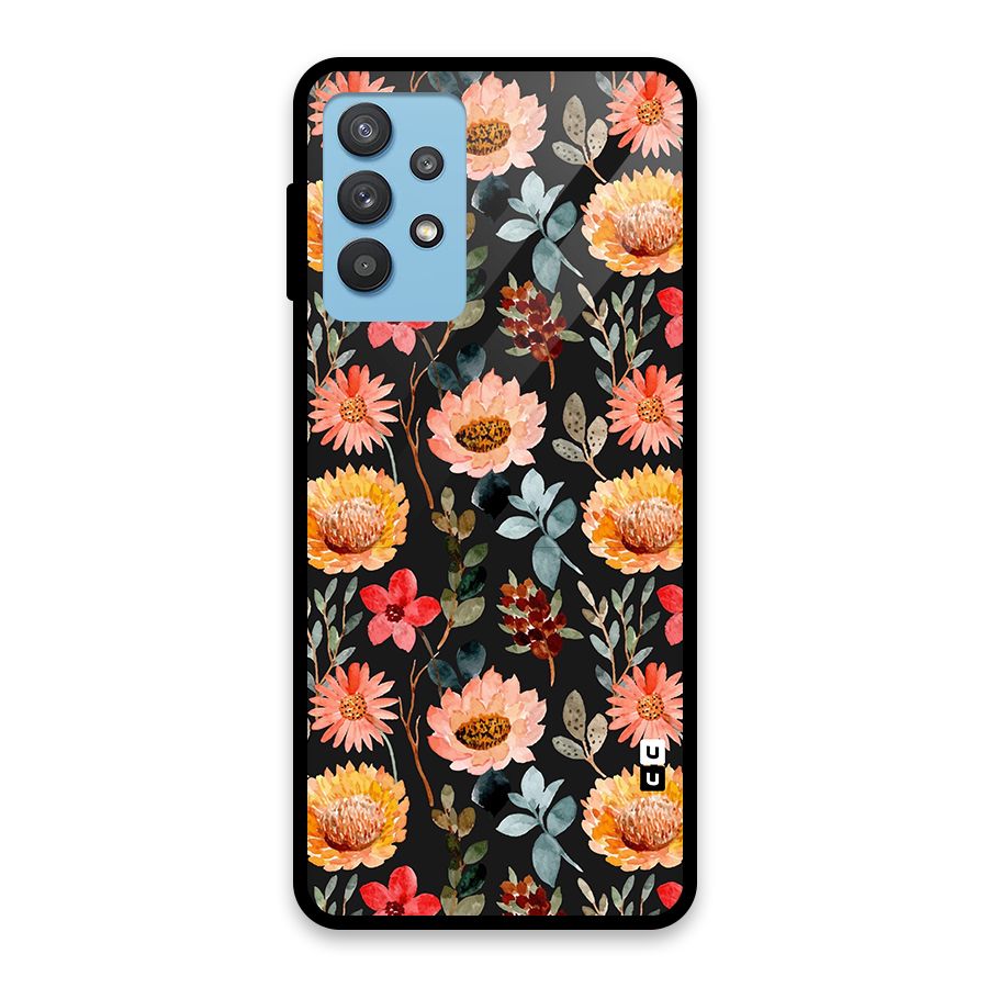 Florals Wonderful Pattern Glass Back Case for Galaxy M32 5G