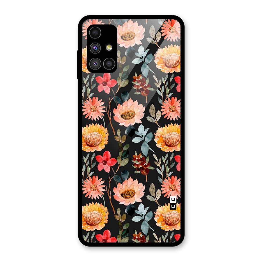Florals Wonderful Pattern Glass Back Case for Galaxy M51