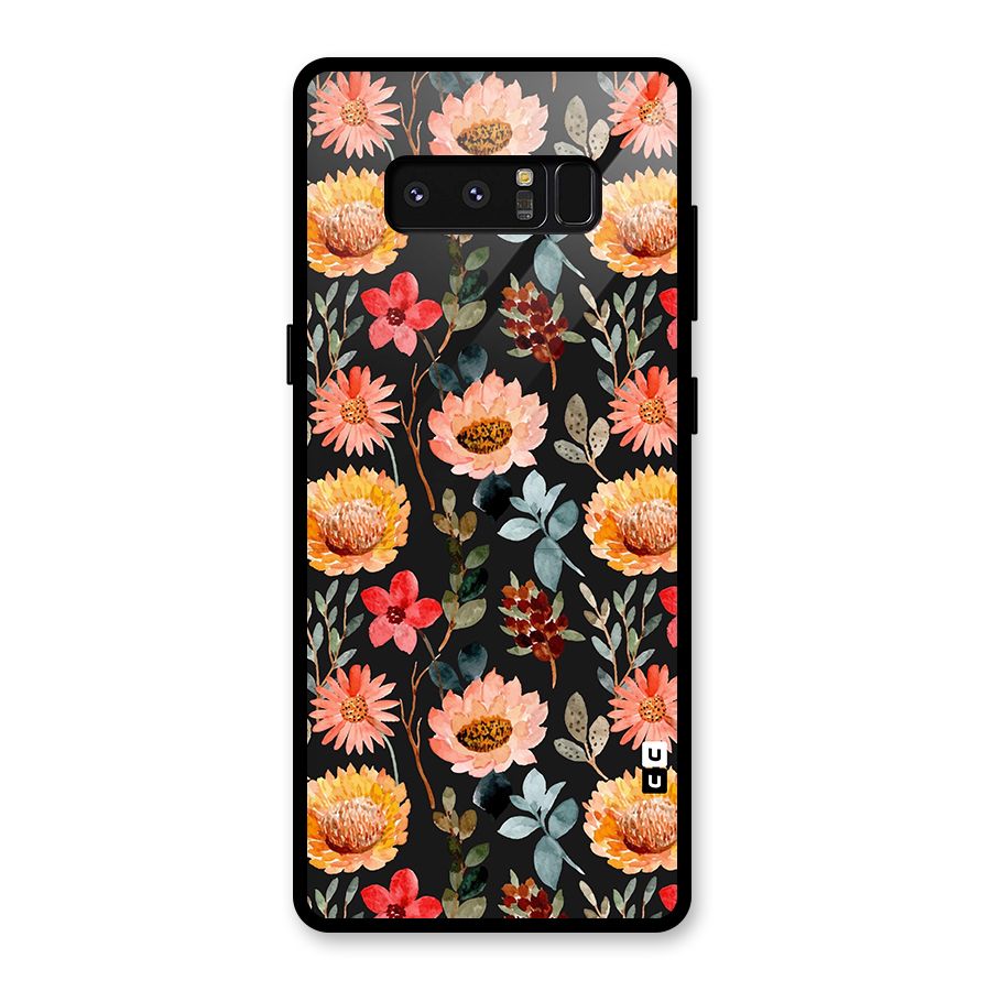 Florals Wonderful Pattern Glass Back Case for Galaxy Note 8