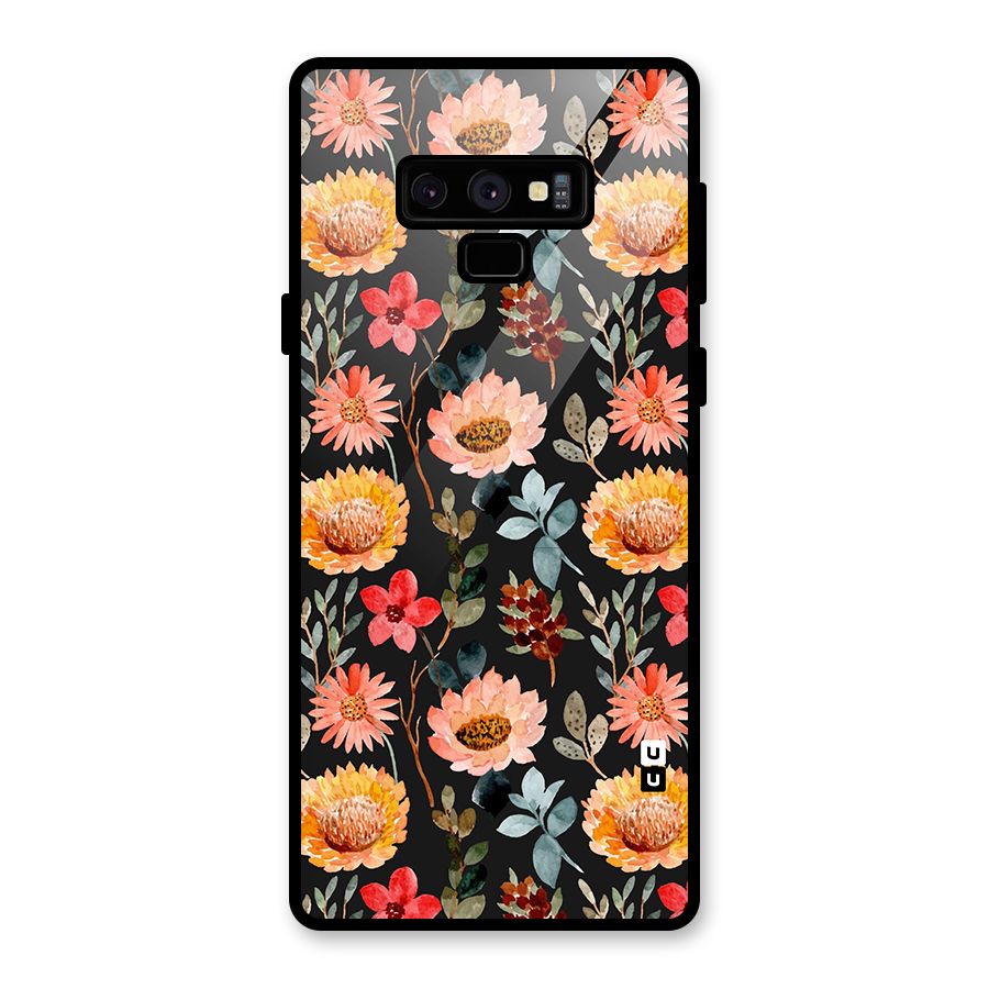 Florals Wonderful Pattern Glass Back Case for Galaxy Note 9