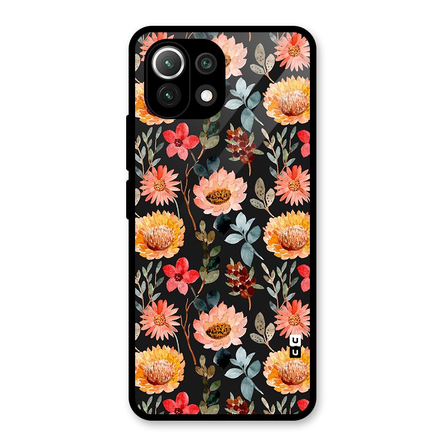Florals Wonderful Pattern Glass Back Case for Mi 11 Lite NE 5G