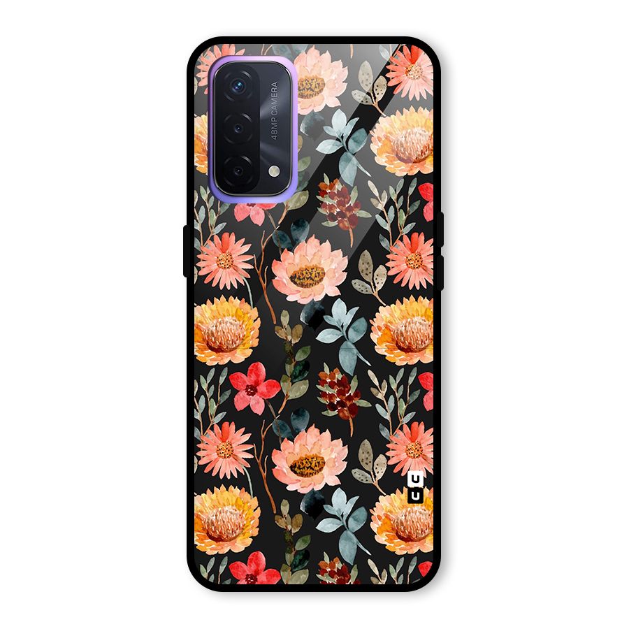 Florals Wonderful Pattern Glass Back Case for Oppo A74 5G