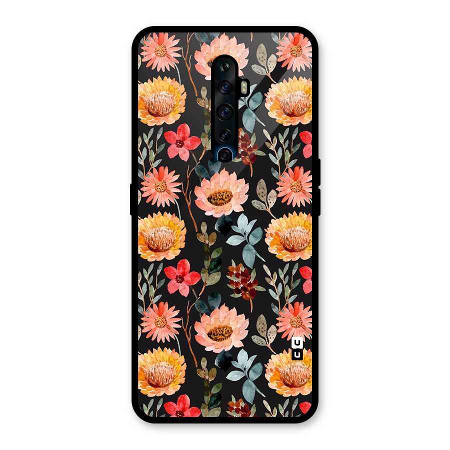 Florals Wonderful Pattern Glass Back Case for Oppo Reno2 F