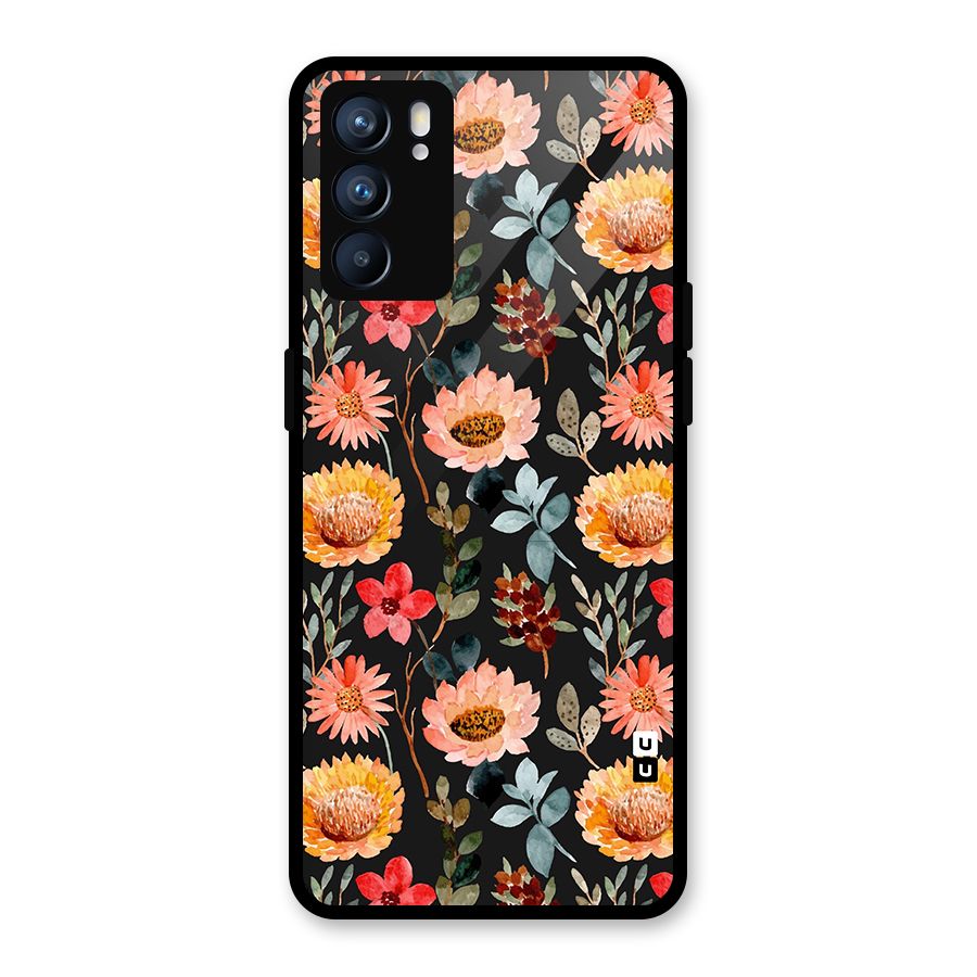 Florals Wonderful Pattern Glass Back Case for Oppo Reno6 5G