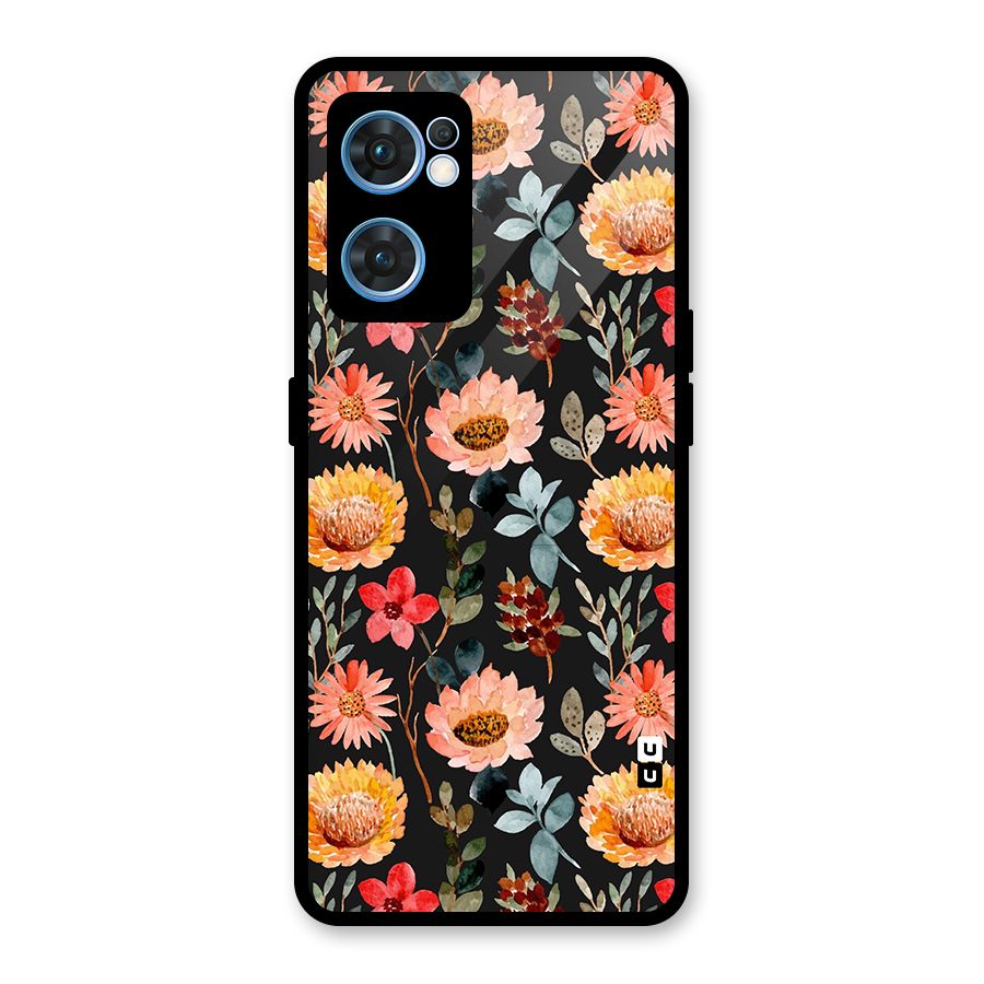 Florals Wonderful Pattern Glass Back Case for Oppo Reno7 5G