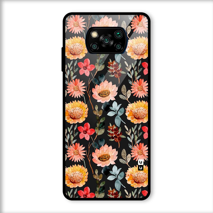 Florals Wonderful Pattern Glass Back Case for Poco X3