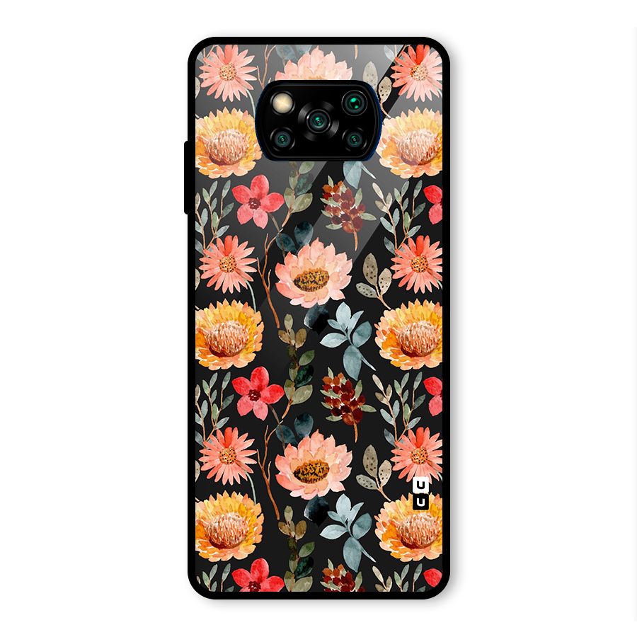 Florals Wonderful Pattern Glass Back Case for Poco X3 Pro