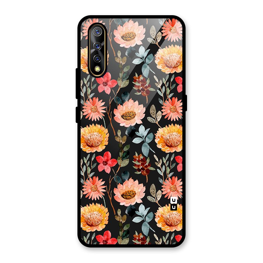 Florals Wonderful Pattern Glass Back Case for Vivo S1