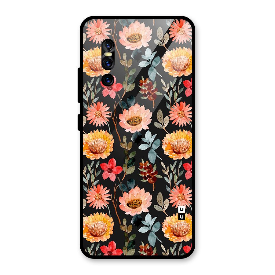 Florals Wonderful Pattern Glass Back Case for Vivo V15 Pro