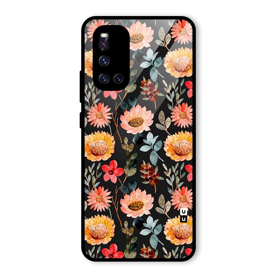 Florals Wonderful Pattern Glass Back Case for Vivo V19