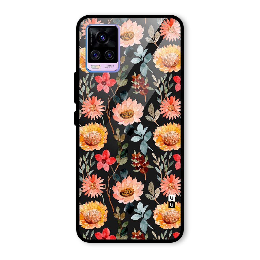 Florals Wonderful Pattern Glass Back Case for Vivo V20 Pro