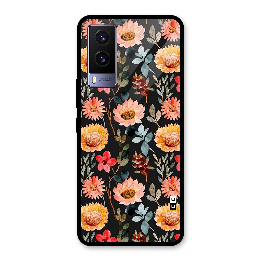 Florals Wonderful Pattern Glass Back Case for Vivo V21e 5G