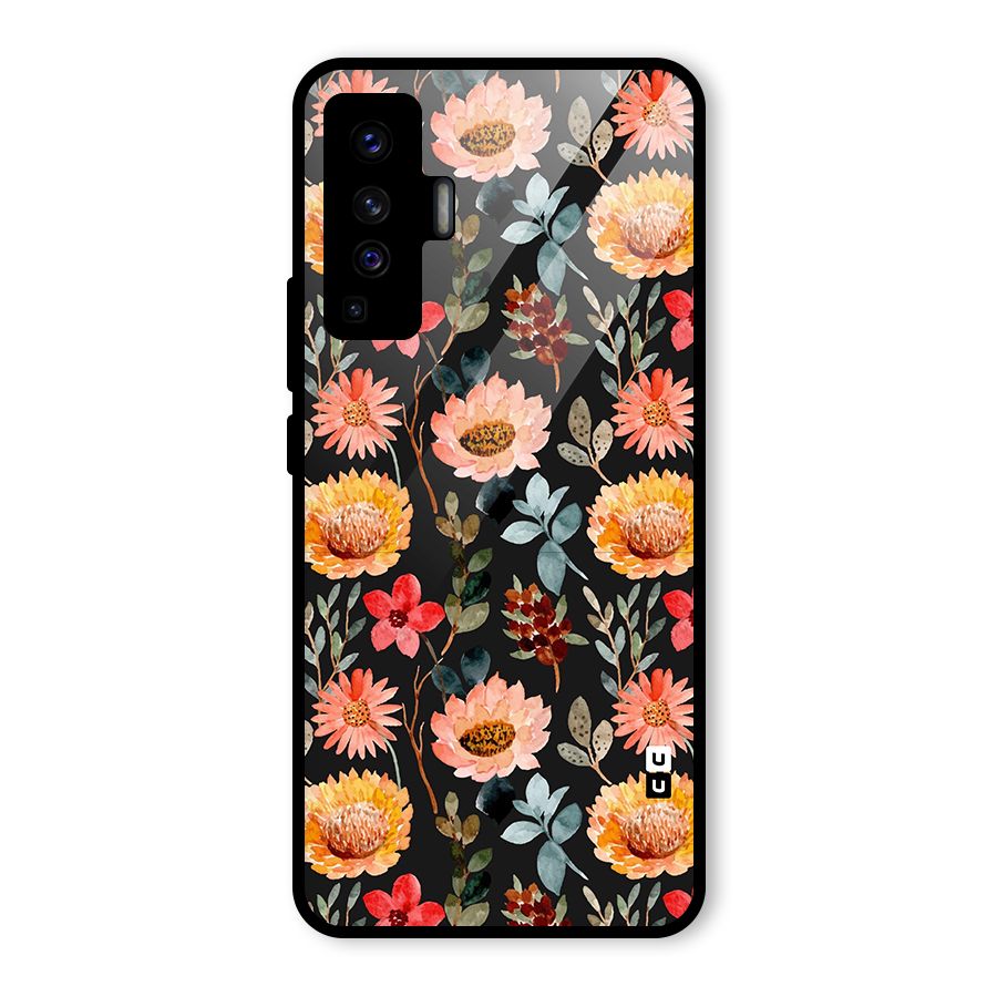 Florals Wonderful Pattern Glass Back Case for Vivo X50