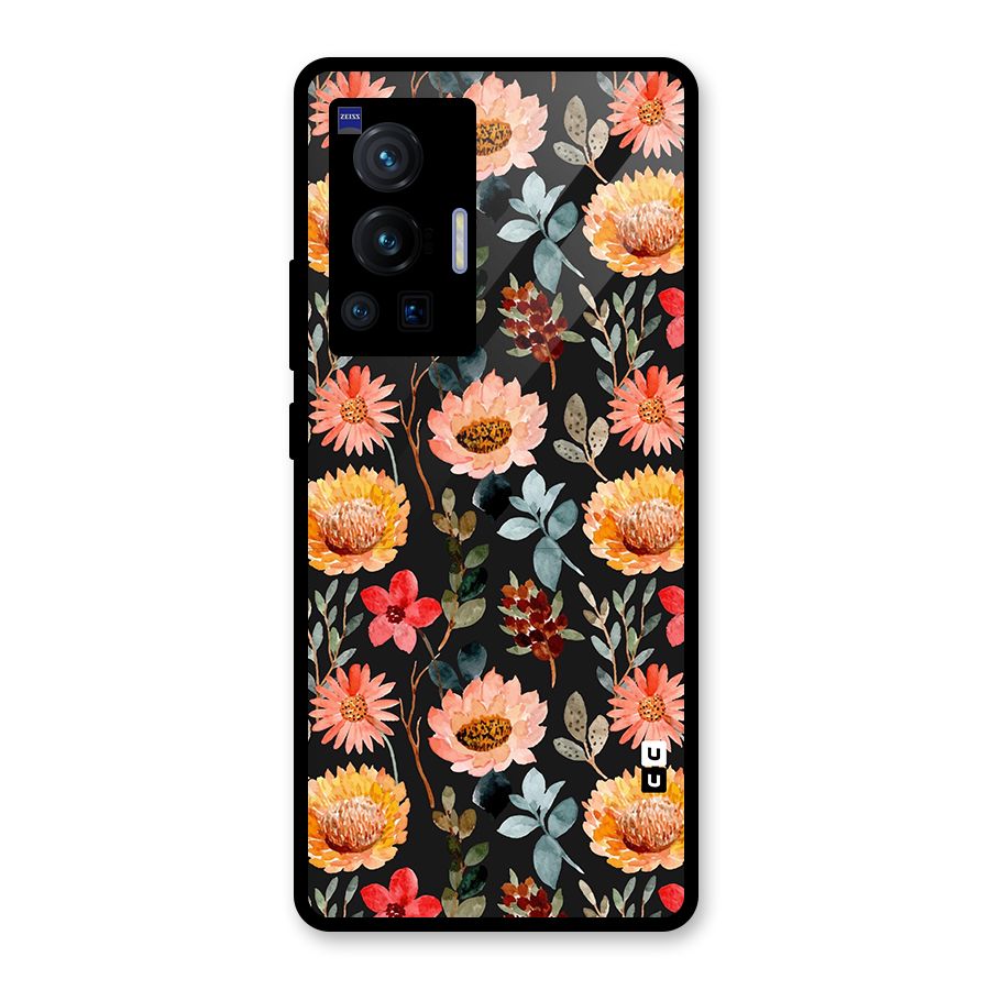 Florals Wonderful Pattern Glass Back Case for Vivo X70 Pro