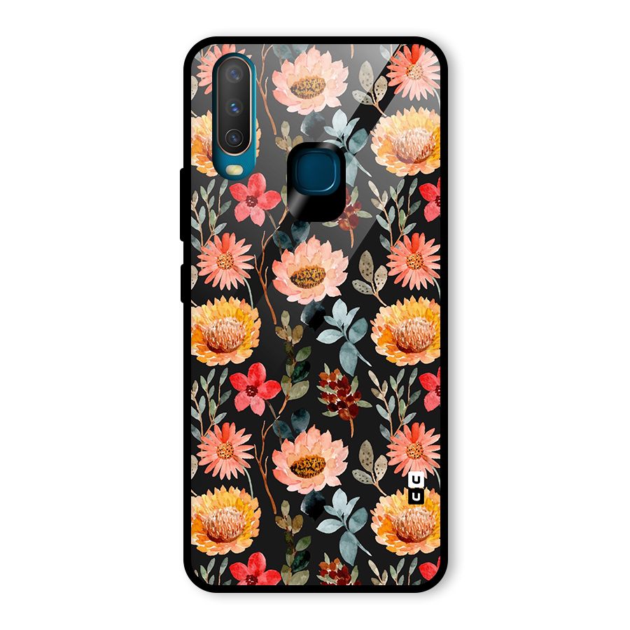 Florals Wonderful Pattern Glass Back Case for Vivo Y12