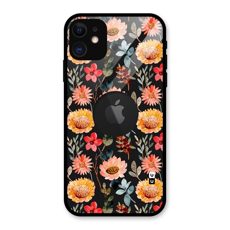 Florals Wonderful Pattern Glass Back Case for iPhone 11 Logo Cut