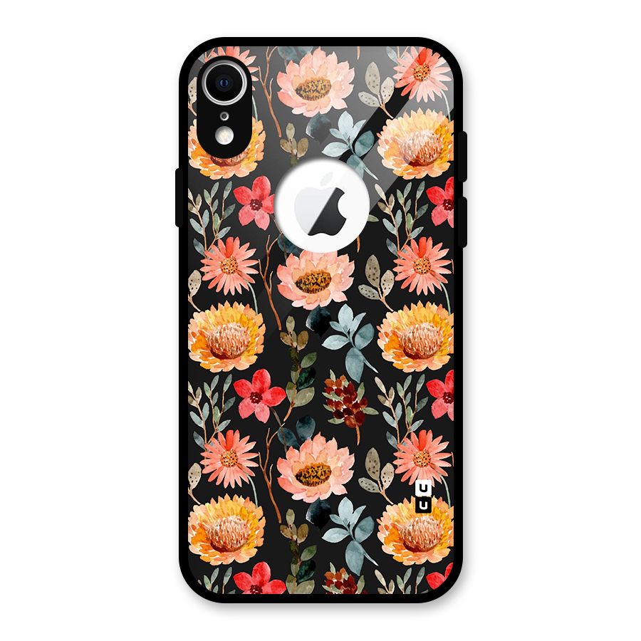 Florals Wonderful Pattern Glass Back Case for iPhone XR Logo Cut