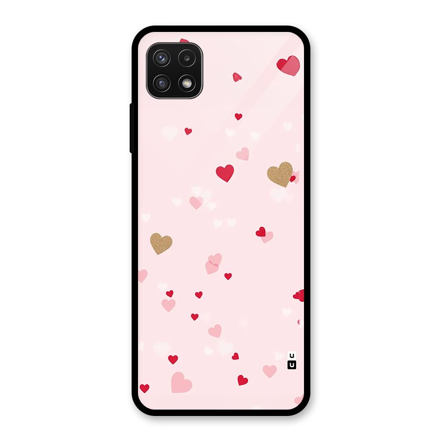 Flying Hearts Glass Back Case for Galaxy A22 5G