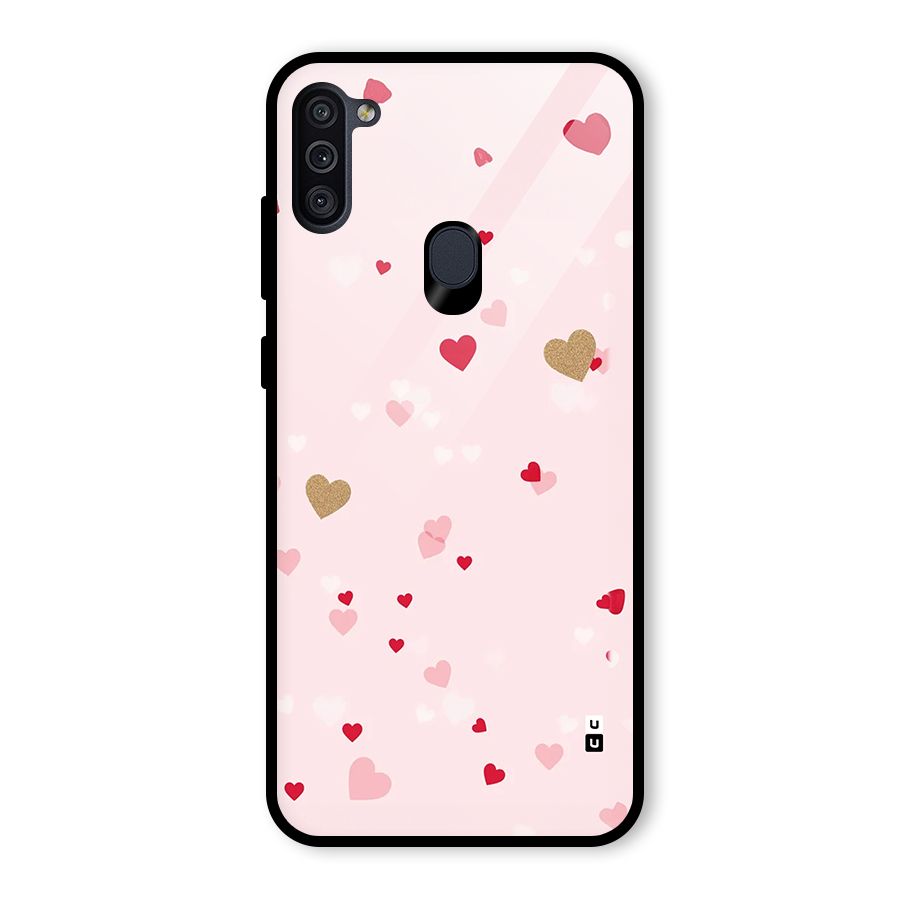 Flying Hearts Glass Back Case for Galaxy M11