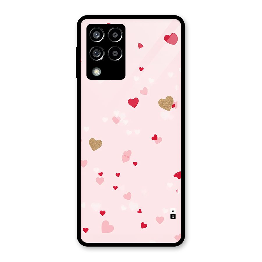 Flying Hearts Glass Back Case for Galaxy M53 5G