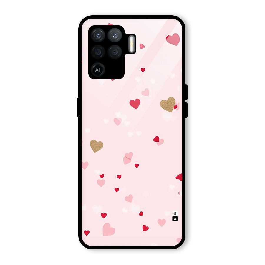 Flying Hearts Glass Back Case for Oppo F19 Pro