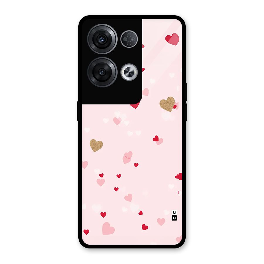 Flying Hearts Glass Back Case for Oppo Reno8 Pro 5G