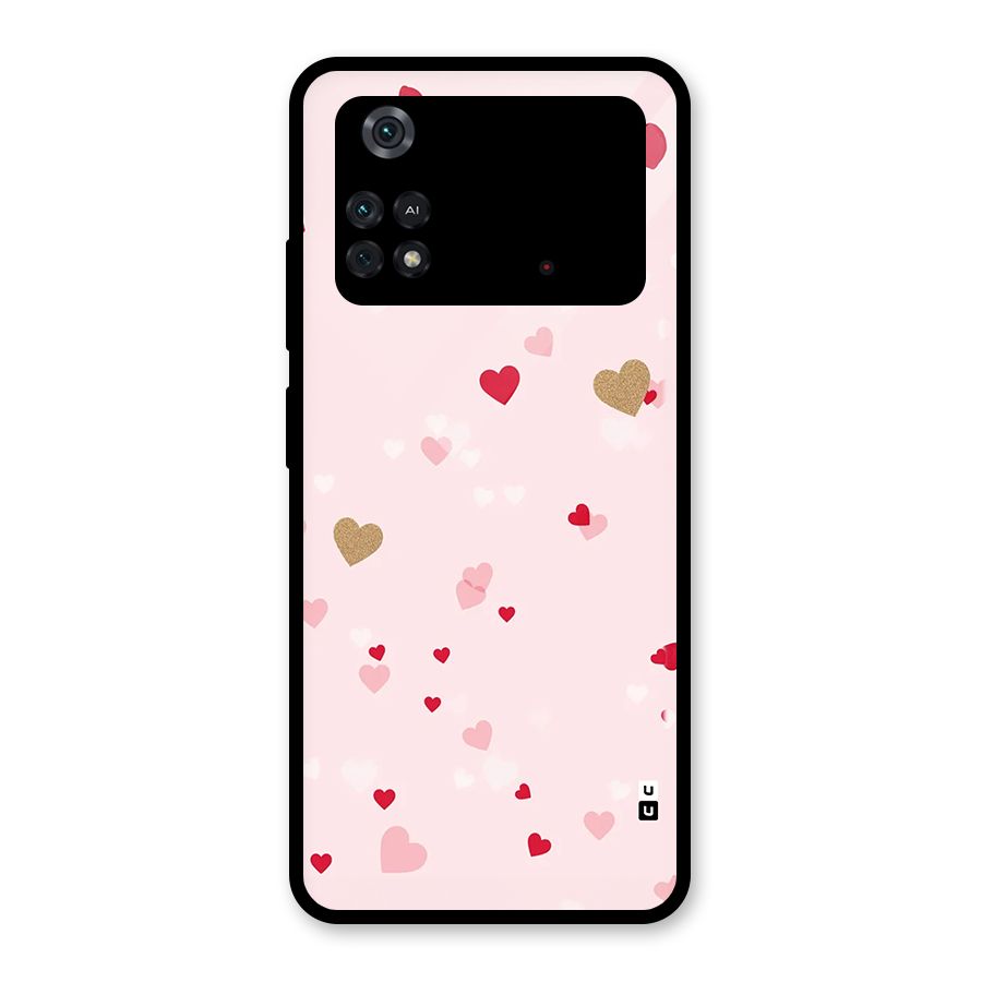 Flying Hearts Glass Back Case for Poco M4 Pro 4G
