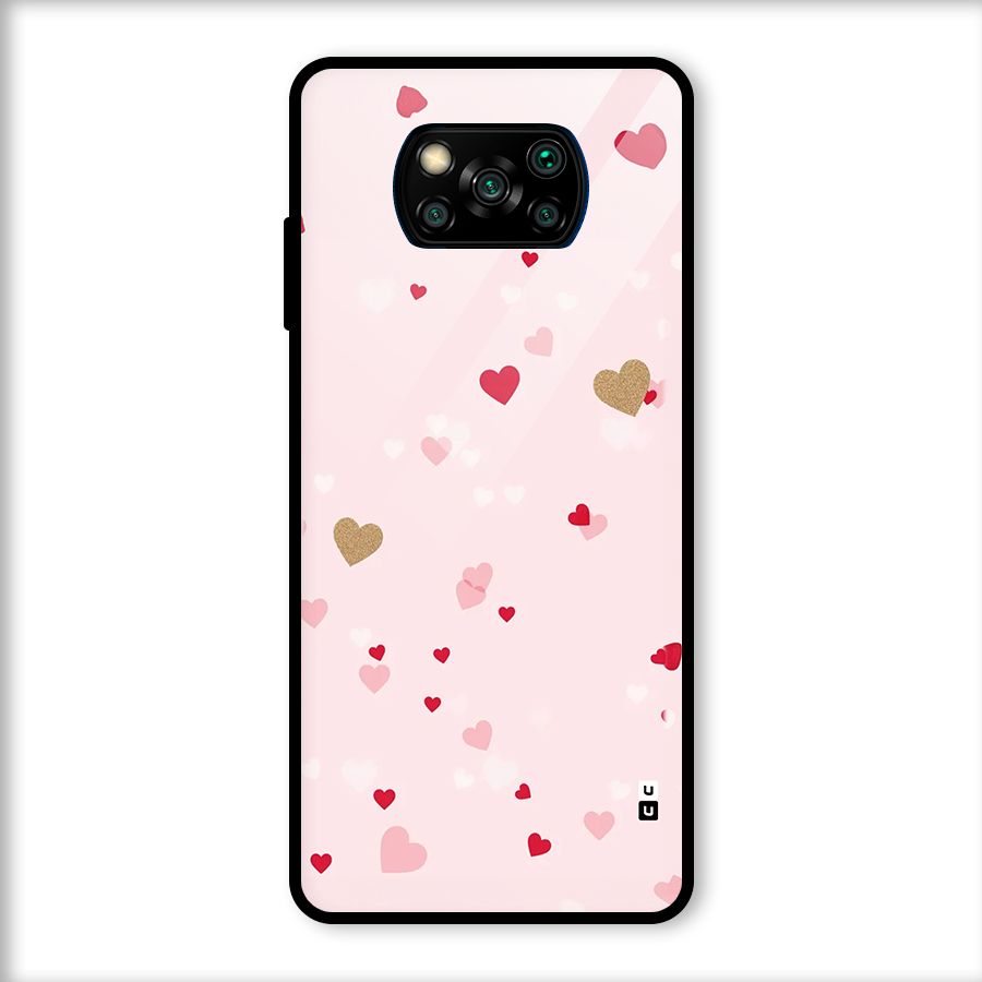 Flying Hearts Glass Back Case for Poco X3