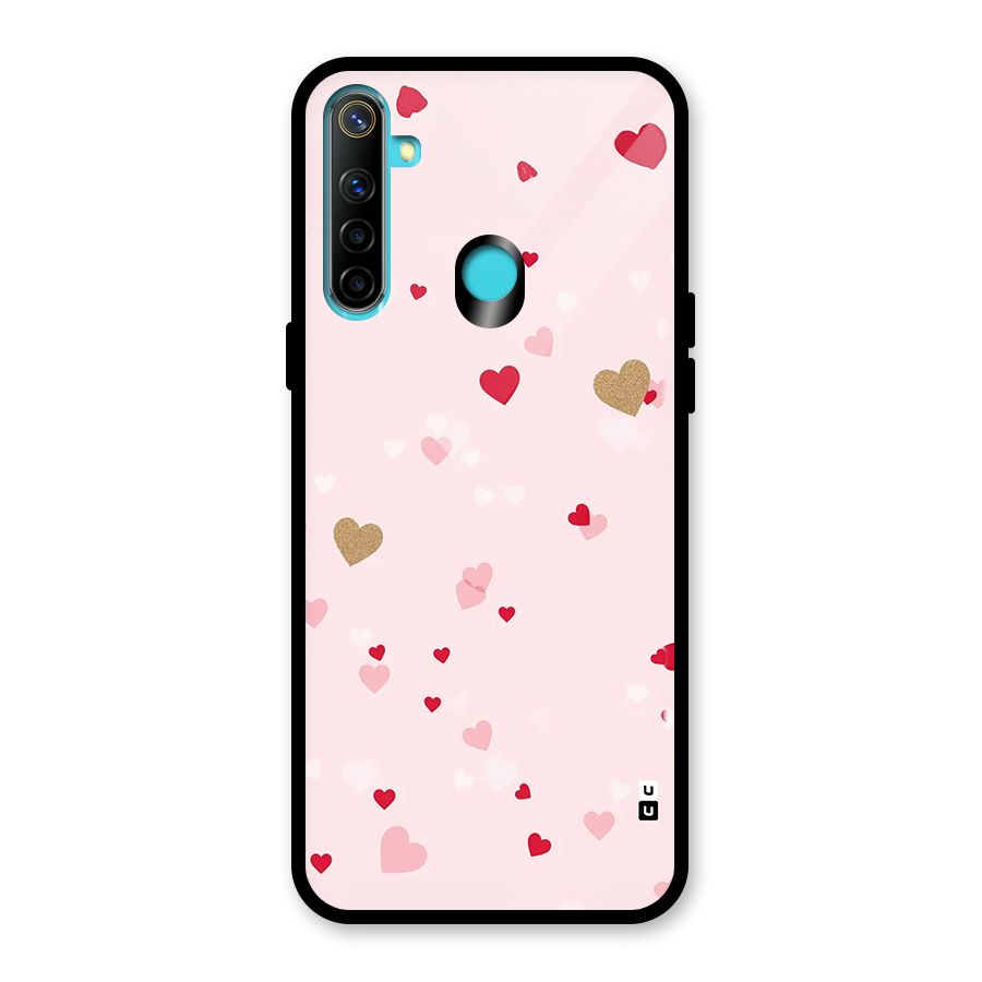Flying Hearts Glass Back Case for Realme 5