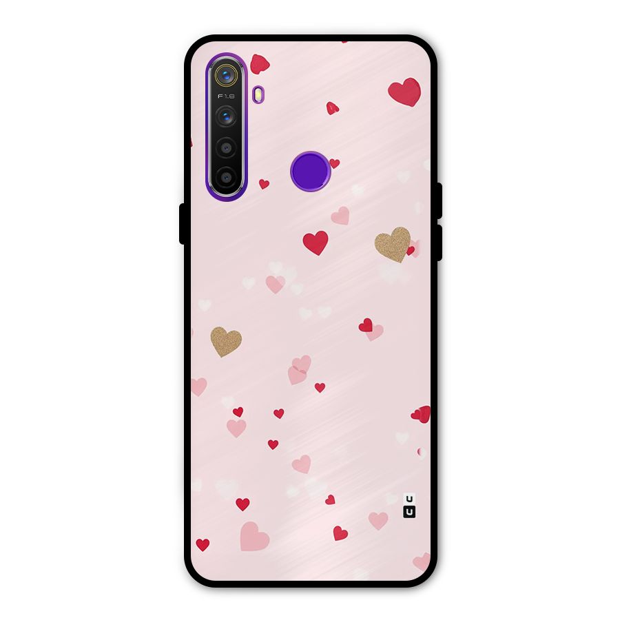 Flying Hearts Glass Back Case for Realme 5s