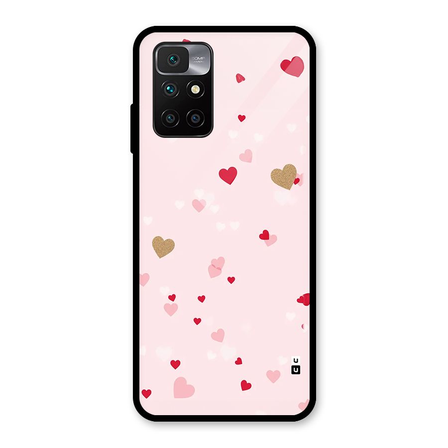 Flying Hearts Glass Back Case for Redmi 10 Prime