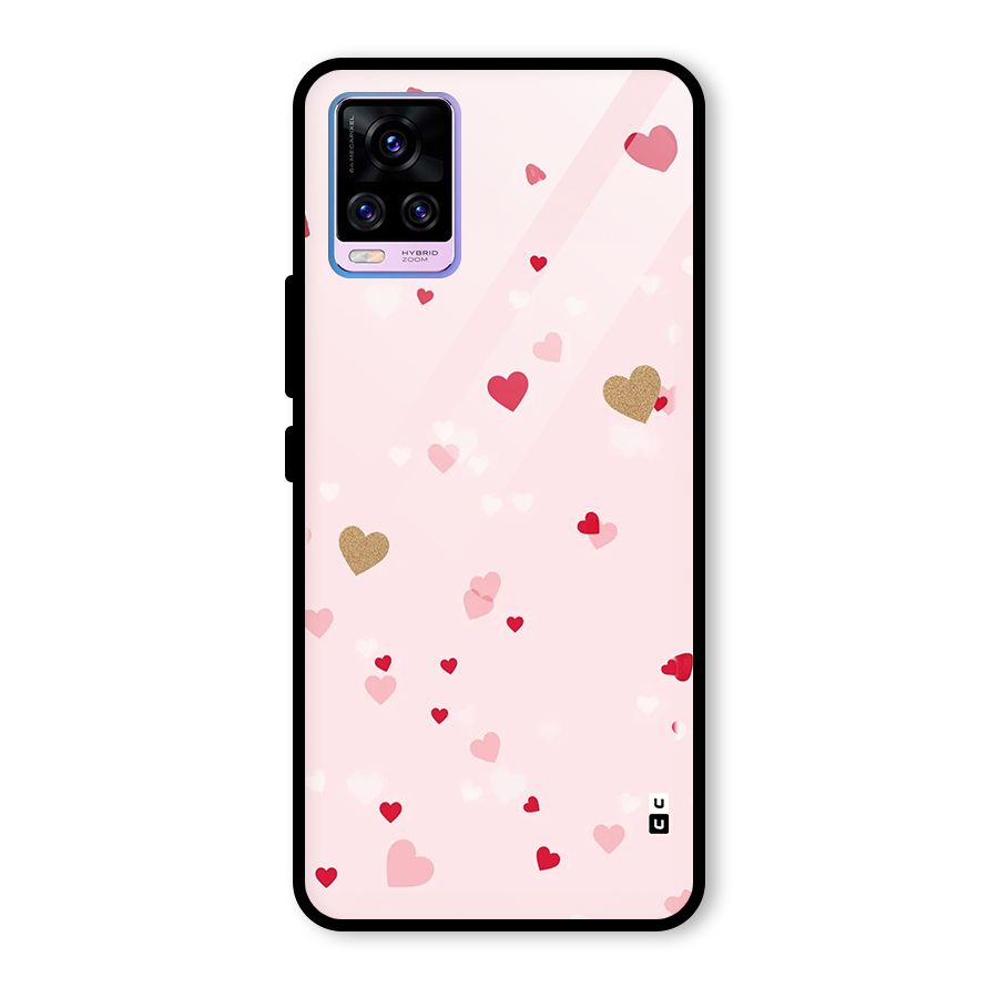 Flying Hearts Glass Back Case for Vivo V20 Pro