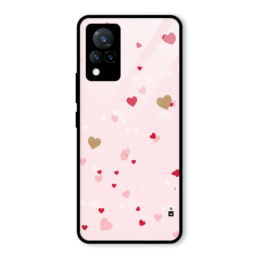 Flying Hearts Glass Back Case for Vivo V21 5G