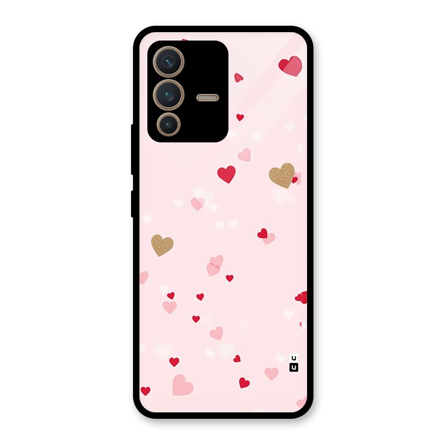 Flying Hearts Glass Back Case for Vivo V23 5G