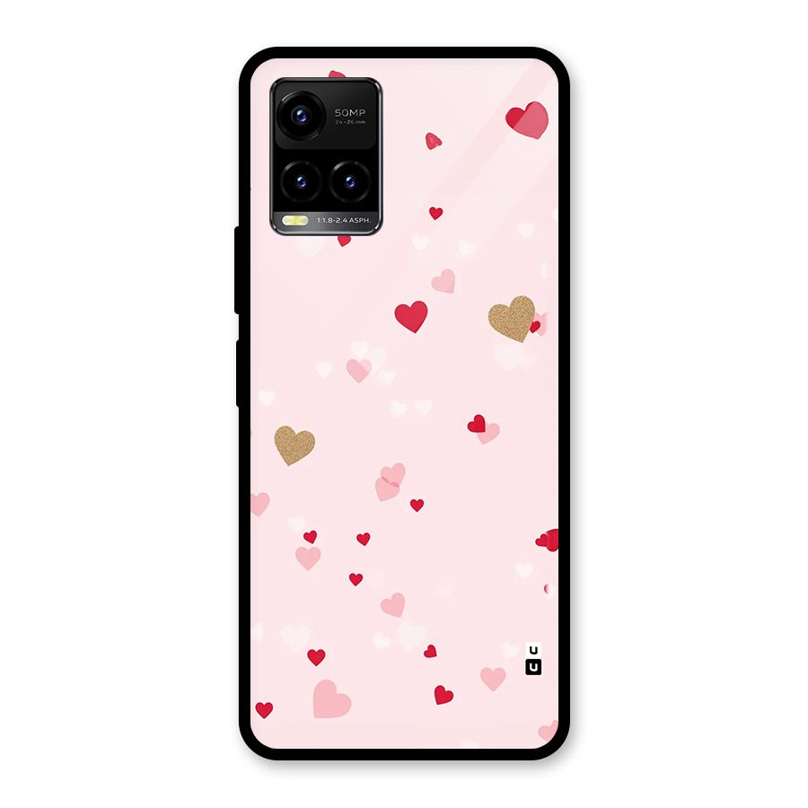 Flying Hearts Glass Back Case for Vivo Y33s