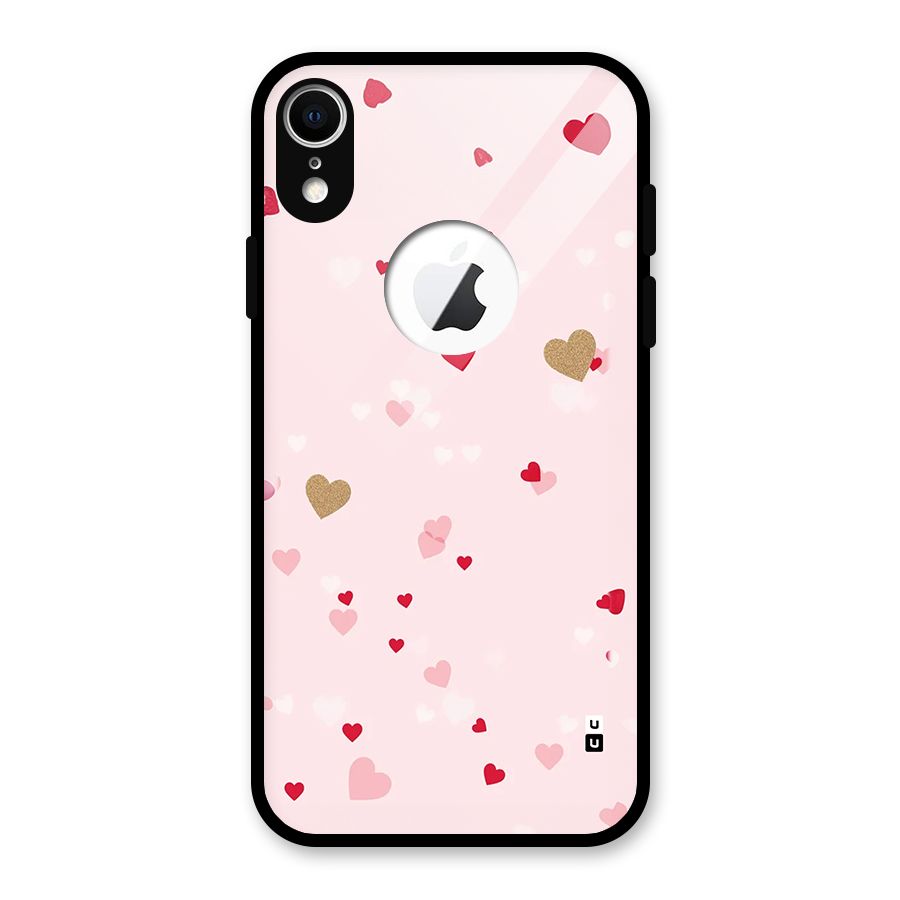 Flying Hearts Glass Back Case for iPhone XR Logo Cut