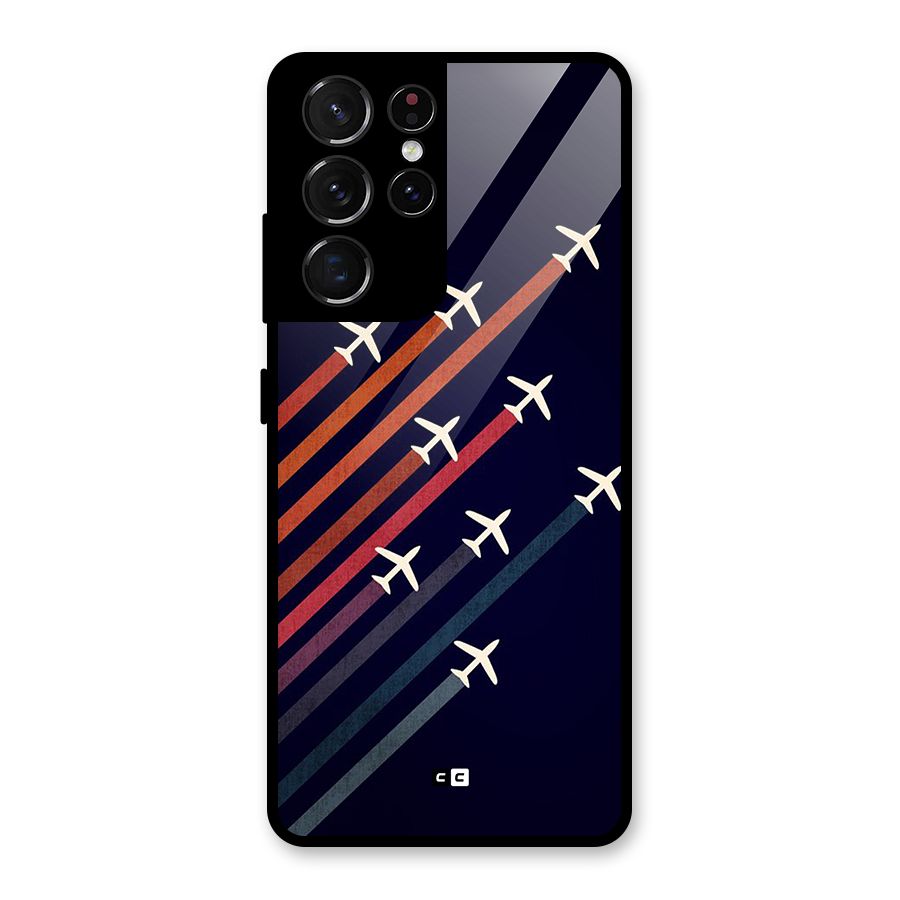 Flying Planes Glass Back Case for Galaxy S21 Ultra 5G